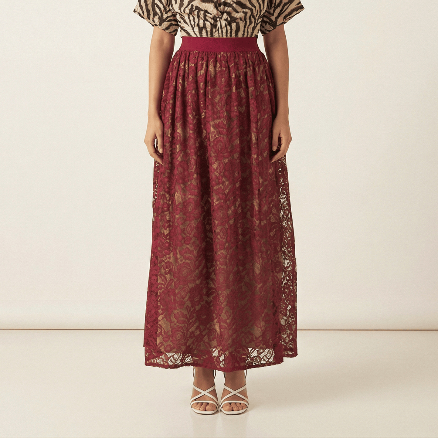 voluminous Floral lace maxi skirt Kabayare