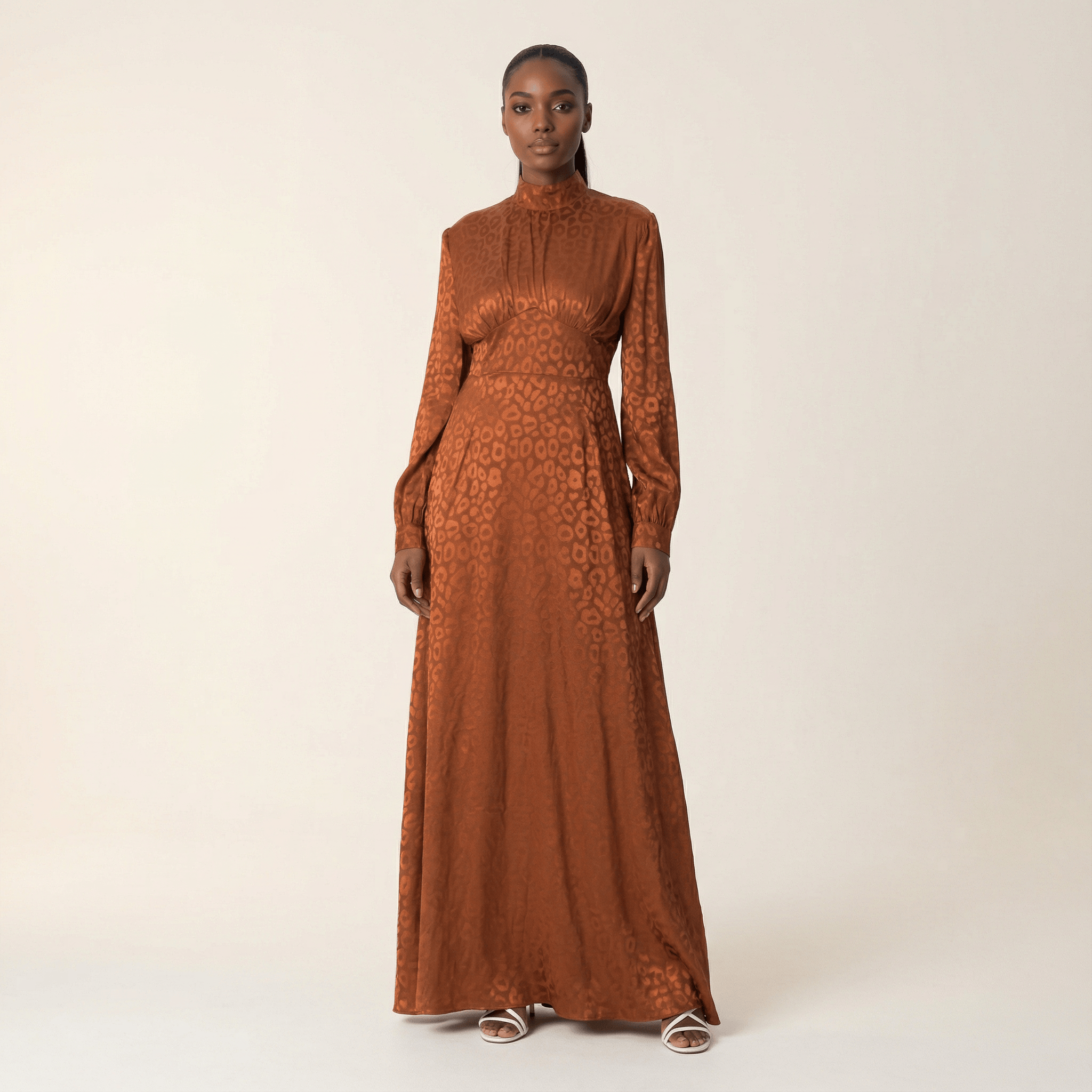 Walk on the wild side satin jacquard dress Kabayare