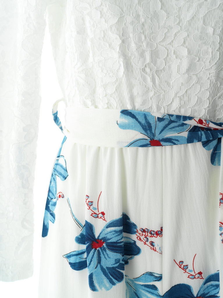 White and Blue floral  jumpsuits Kabayare