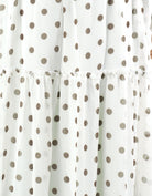 White Polka Dot Sorrento Smocked Tiered Modest Maxi Dress: tier and dot detail