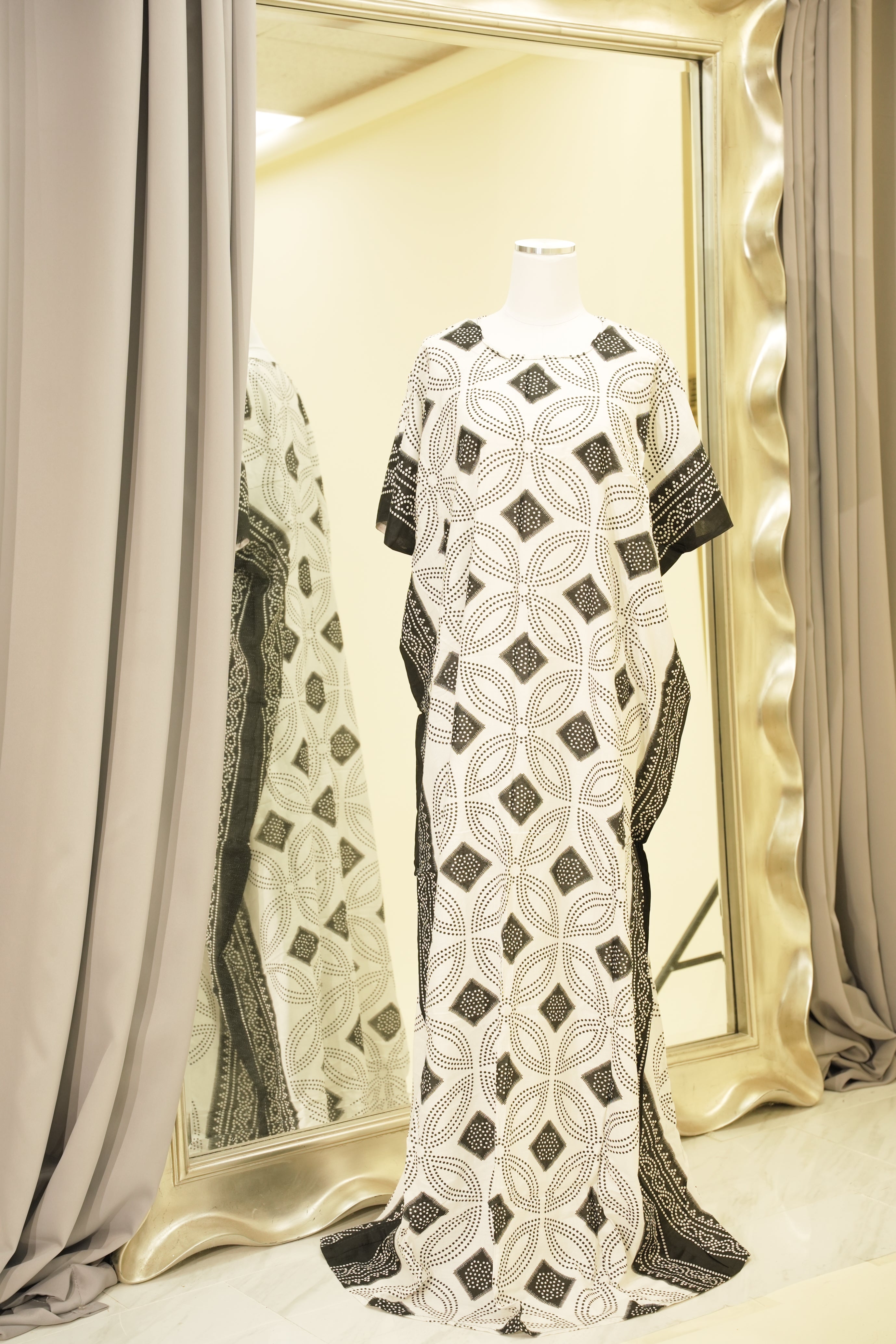 White Shash print bati dress Kabayare
