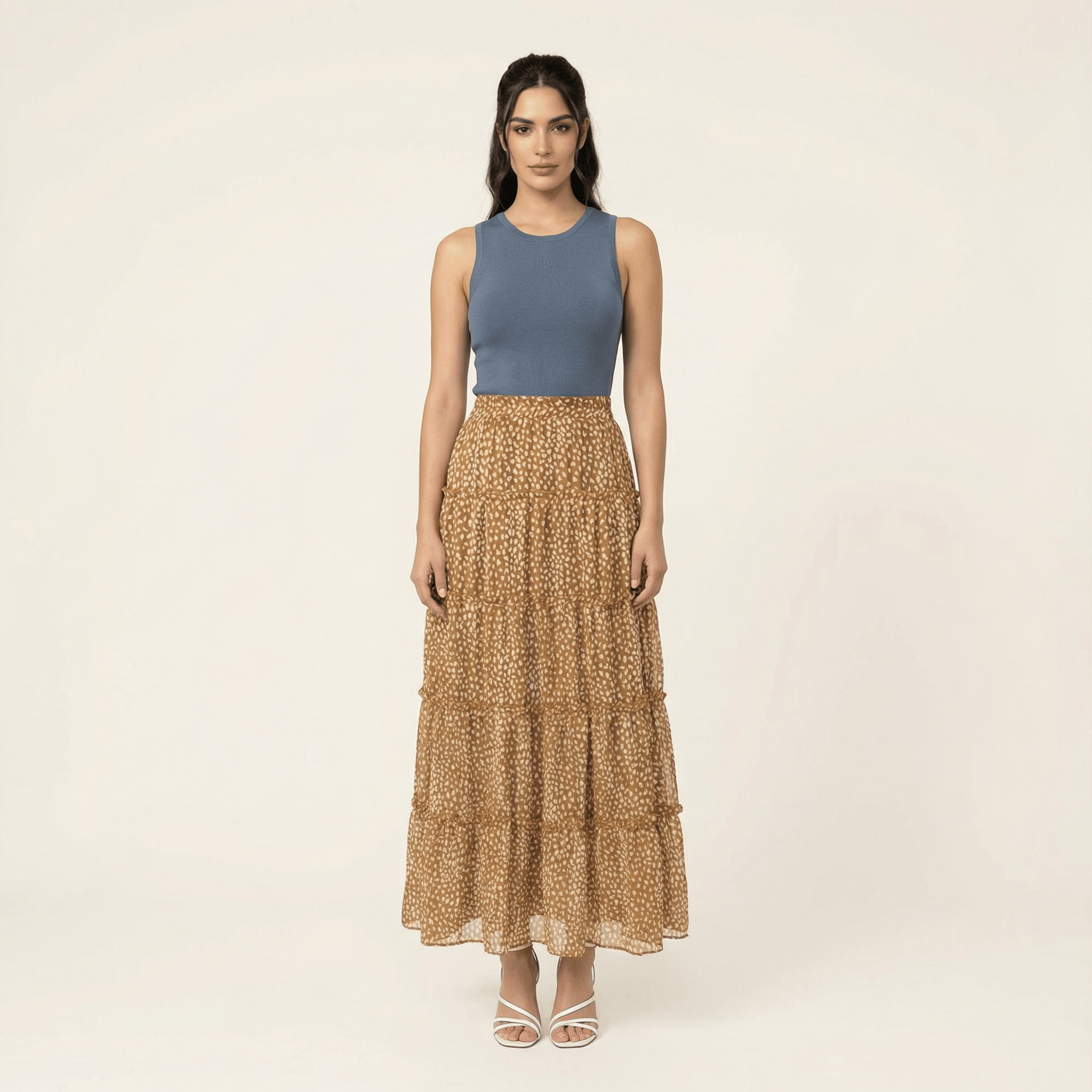 Wild cheetah tiered maxi skirt Kabayare