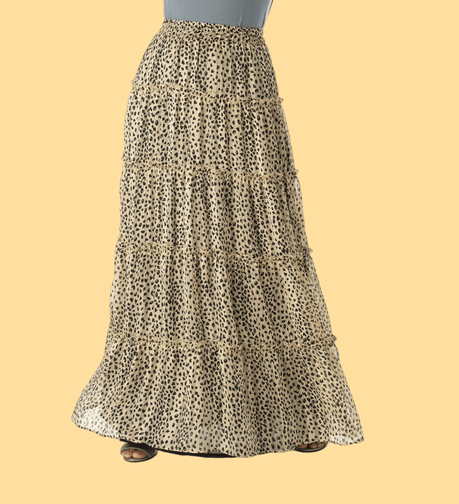 Wild cheetah tiered maxi skirt Kabayare