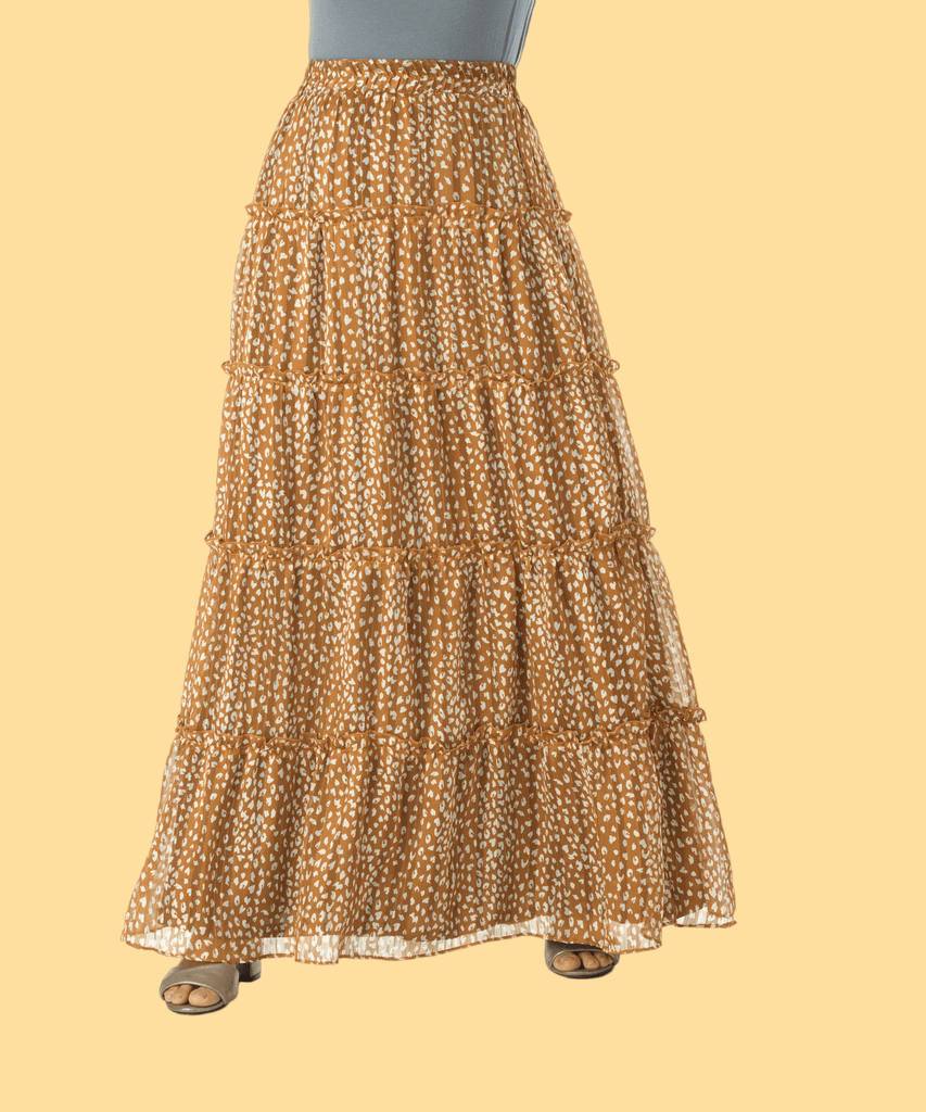 Wild cheetah tiered maxi skirt Kabayare