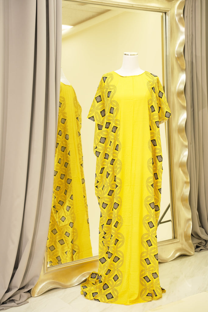 yellow Marwa print bati dress Kabayare
