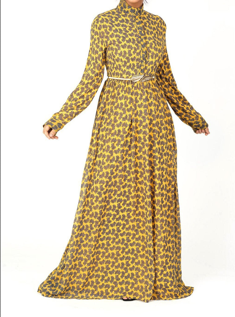 Yellow paisley print maxi dress Kabayare