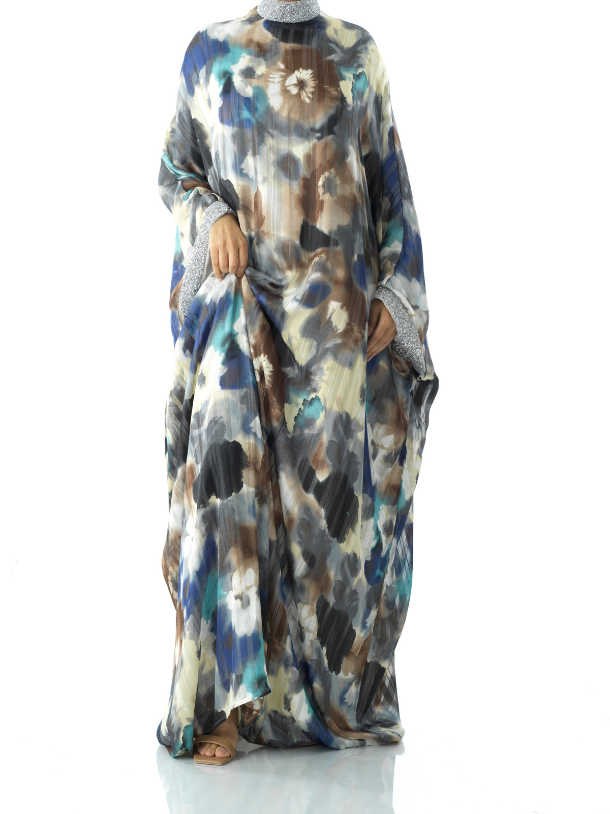 Silk chiffon shimmer kaftan