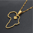 Africa Map Pendant Necklaces with Heart - Kabayare Fashion (6161054335154)
