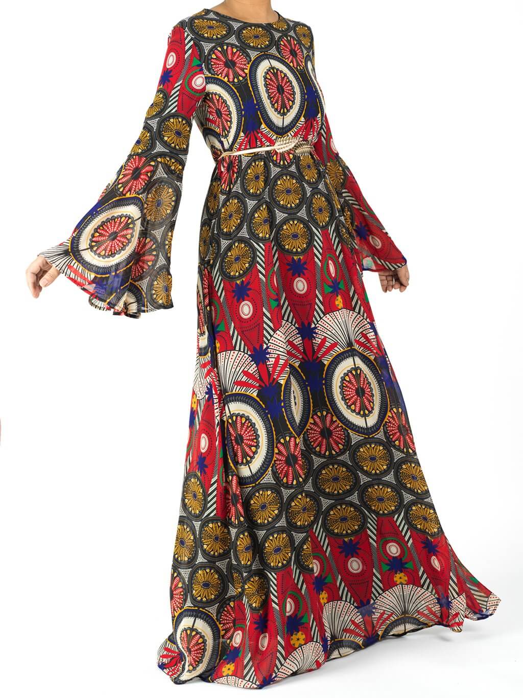 Ankara print Bell sleeve maxi dress Kabayare