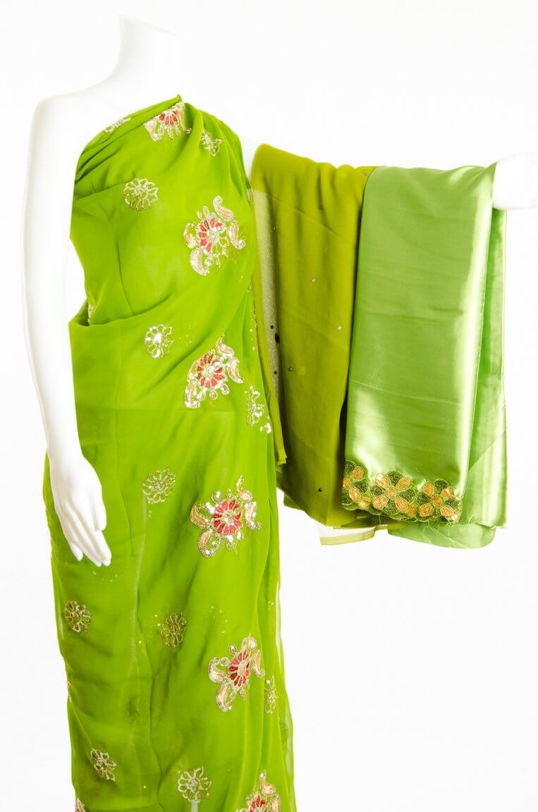Apple Candy Green Saree Dirac Kabayare