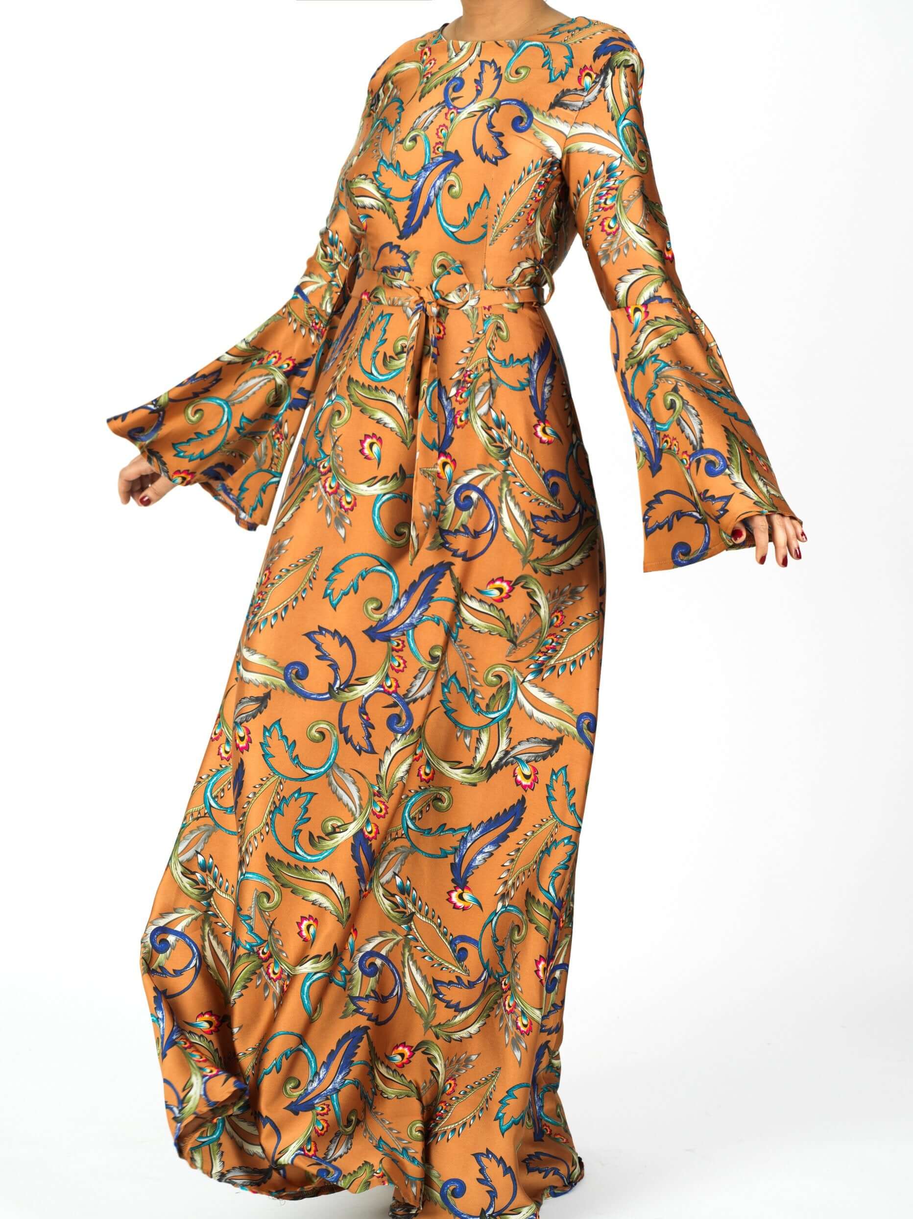Apple Cider Penelope Bell sleeve Maxi dress Kabayare