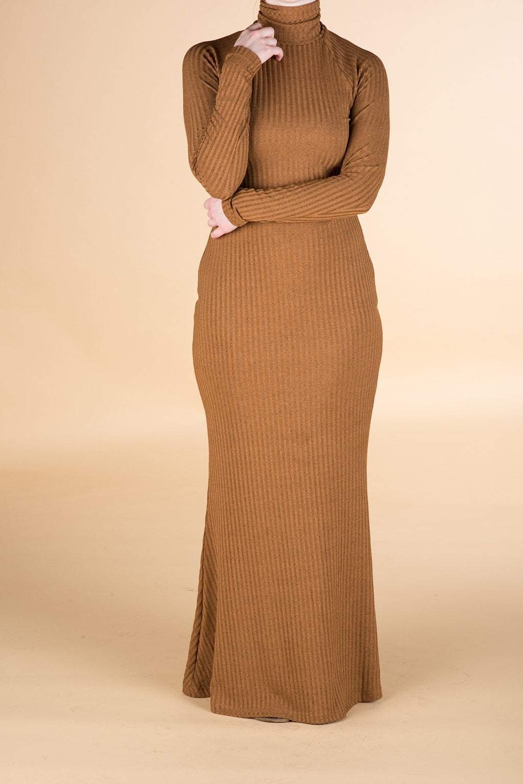 Apple Cider Turtle-neck long sleeve Maxi dress Kabayare