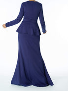 Army Green Long Sleeve Peplum Maxi Dress Kabayare