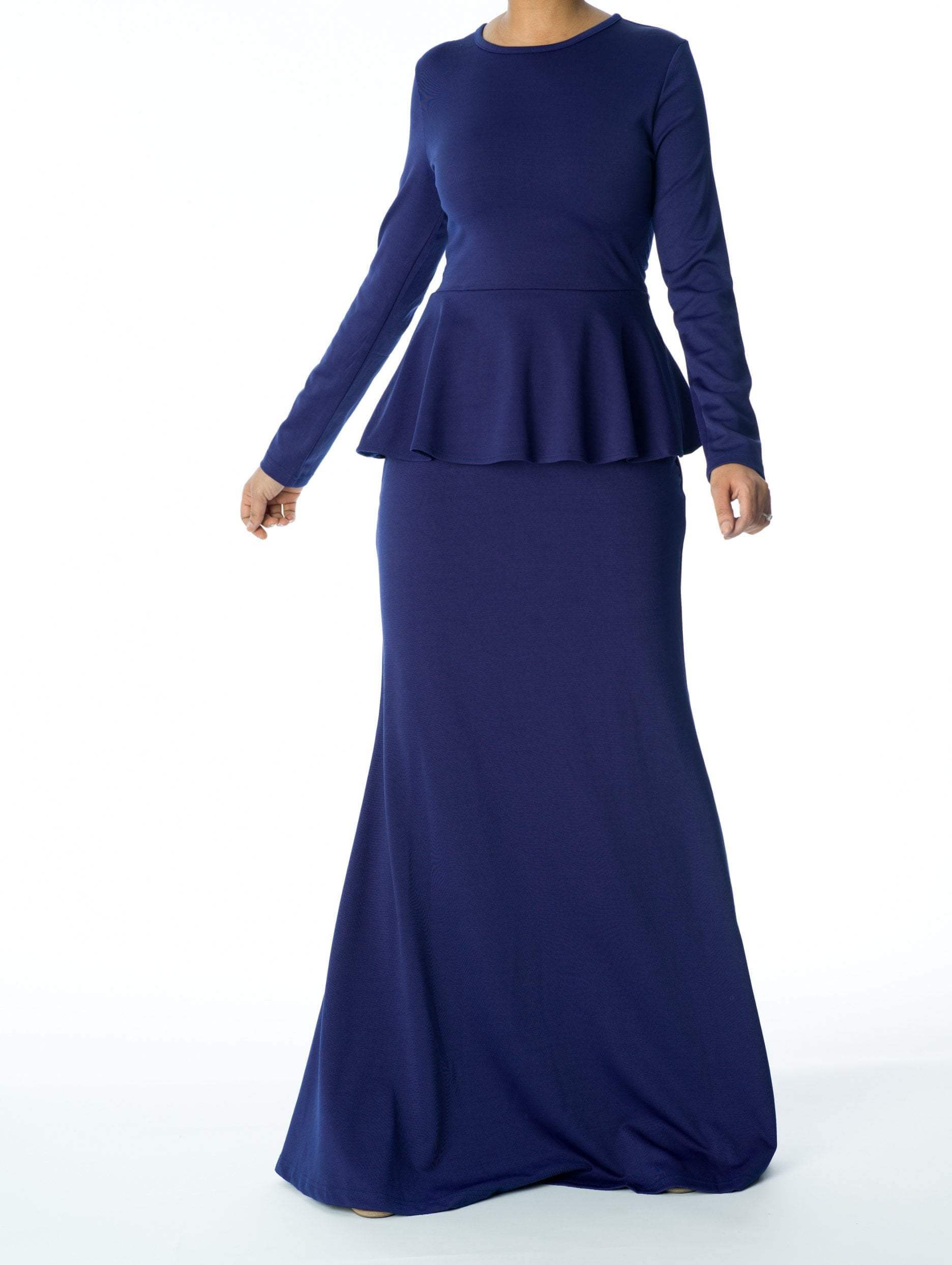 Army Green Long Sleeve Peplum Maxi Dress Kabayare