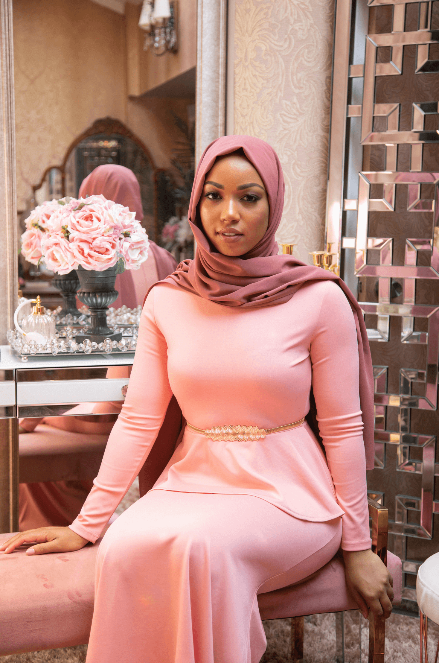 Army Green Long Sleeve Peplum Maxi Dress Kabayare