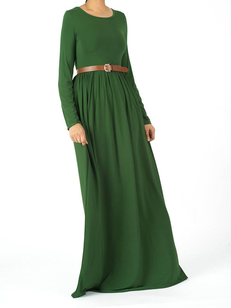 Army Green Milk silk Maxi dress Kabayare