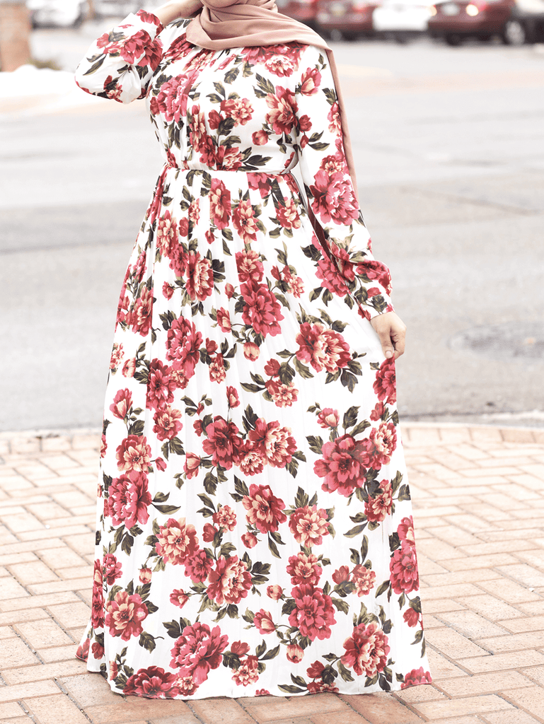 Asma Pleated Floral Maxi dress Kabayare