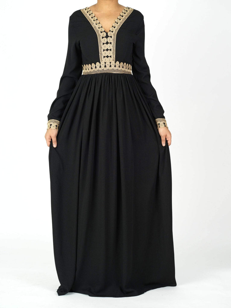Aurelia Gold detail chiffon dress Kabayare