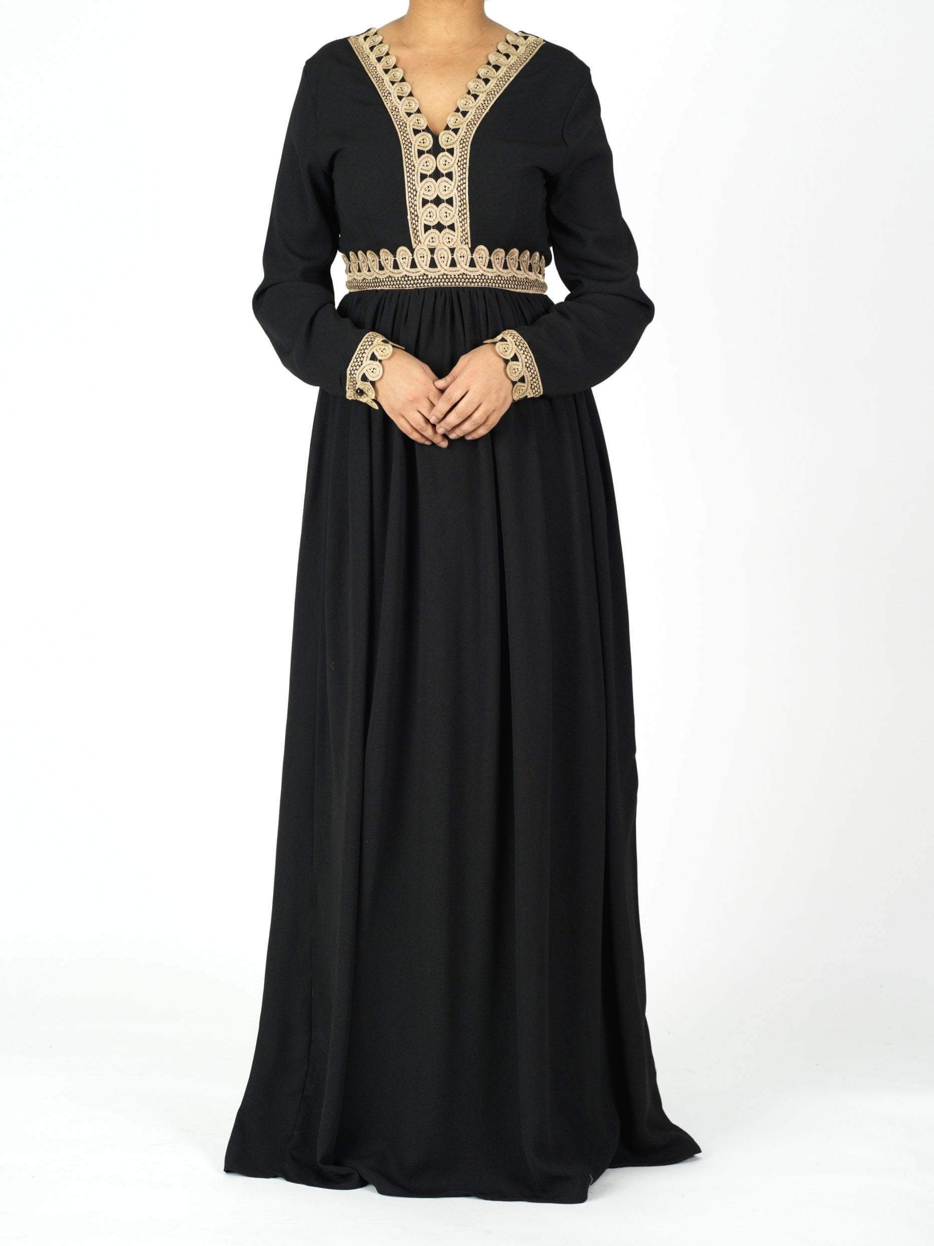 Aurelia Gold detail chiffon dress Kabayare