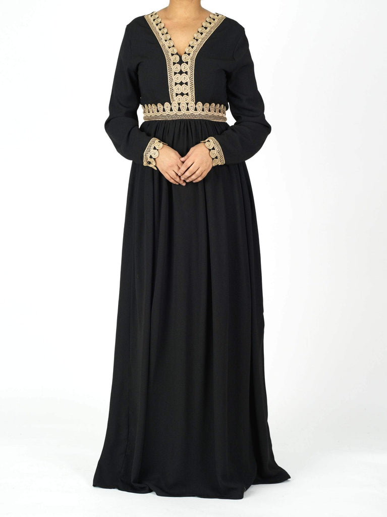 Aurelia Gold detail chiffon dress Kabayare