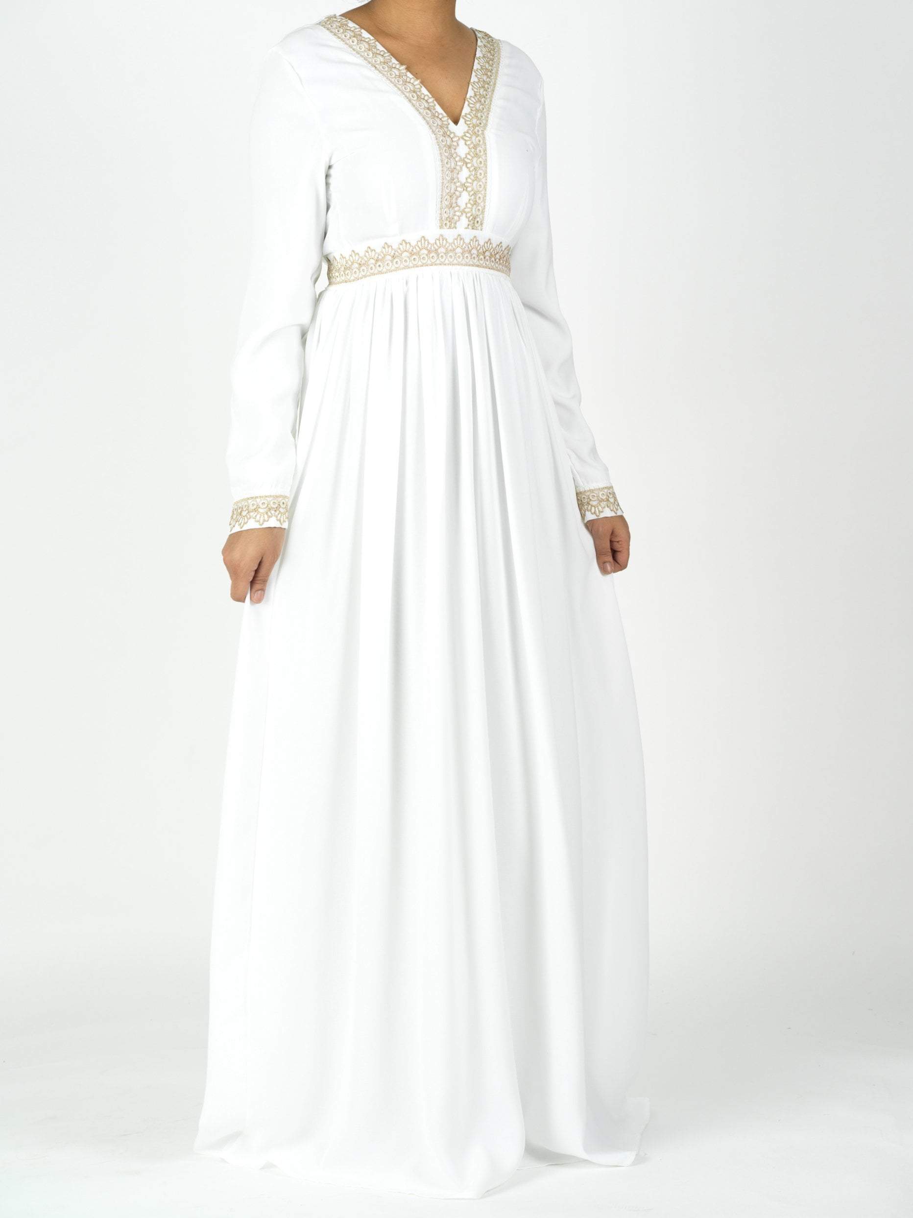 Aurelia Gold detail chiffon dress Kabayare