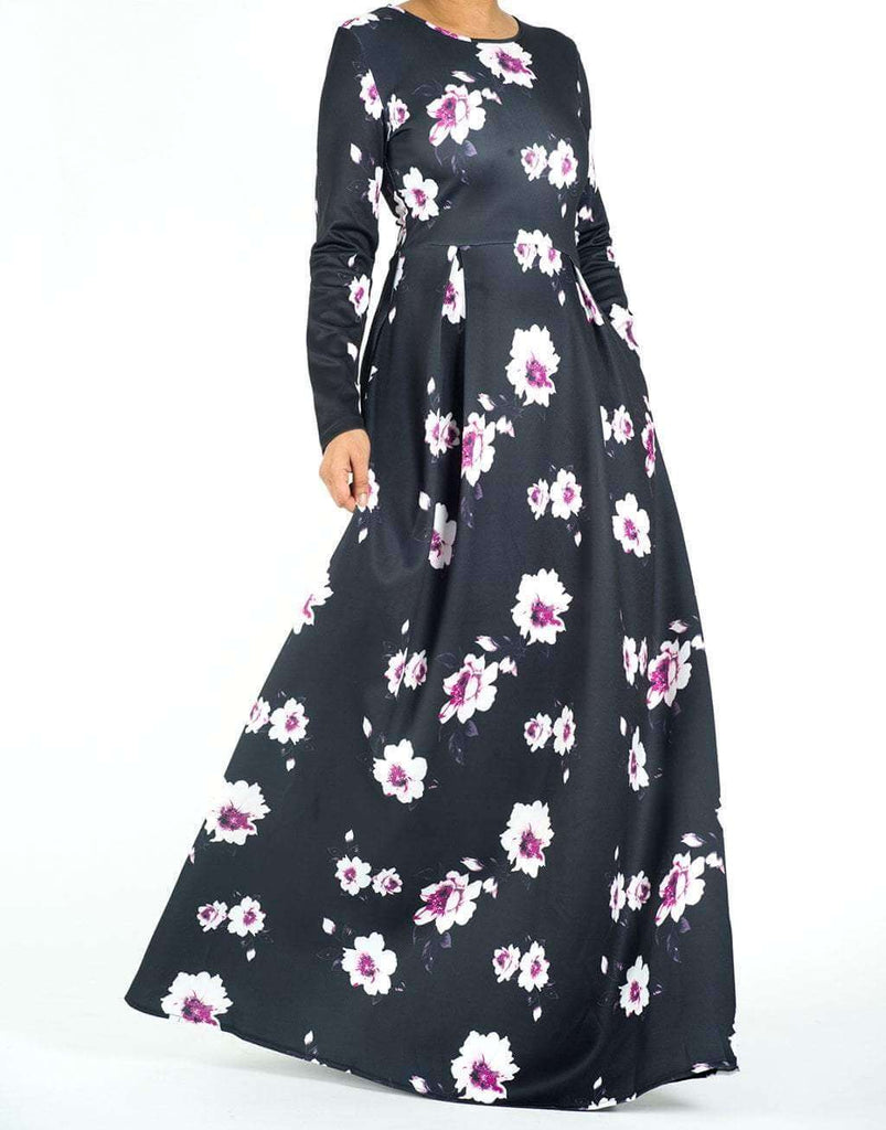 Azalea print long sleeve Flare maxi dress Kabayare