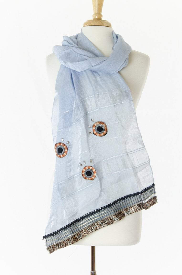 Baby Blue Tribal Scarf Kabayare