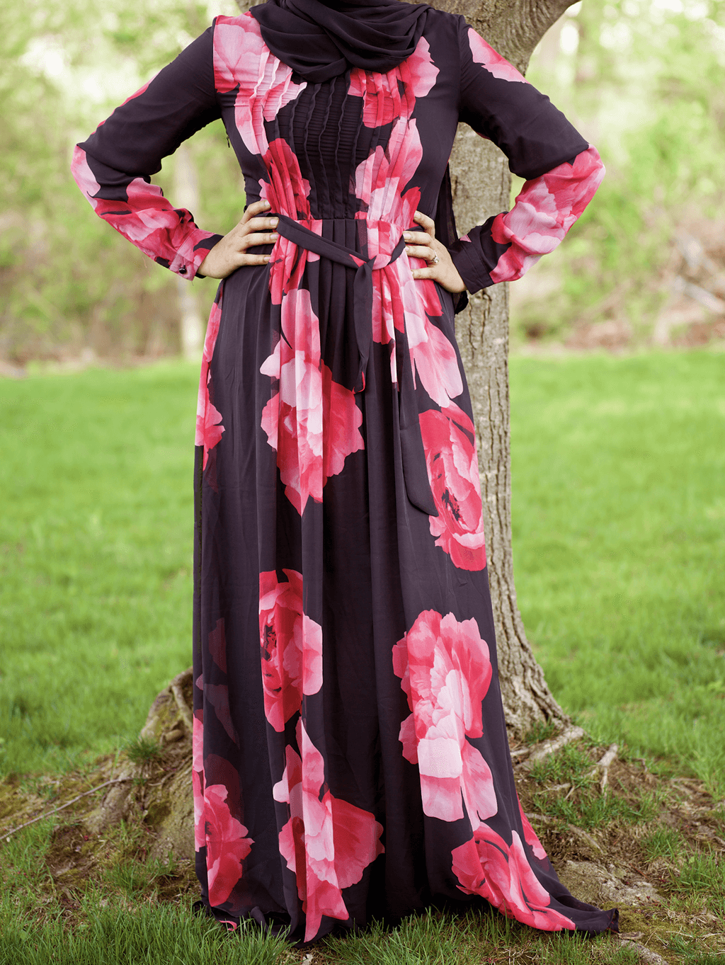 Black and red flower maxi dress Kabayare