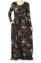 Black and Tan Print Dress Kabayare