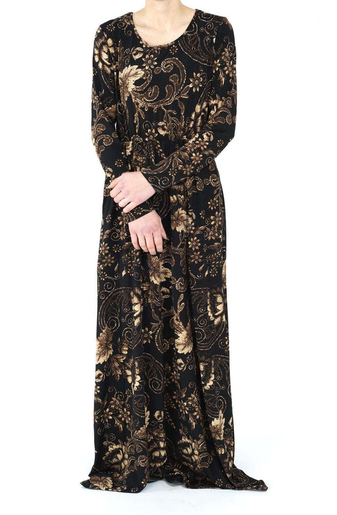 Black and Tan Print Dress Kabayare