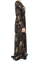 Black and Tan Print Dress Kabayare