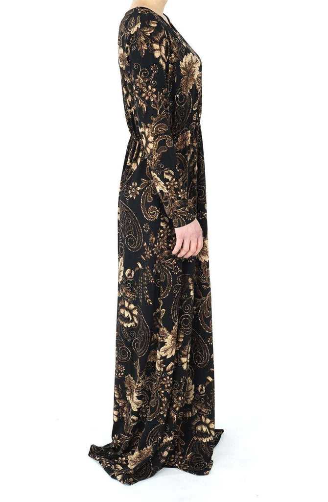 Black and Tan Print Dress Kabayare
