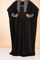 Black and white stripe abaya Kabayare