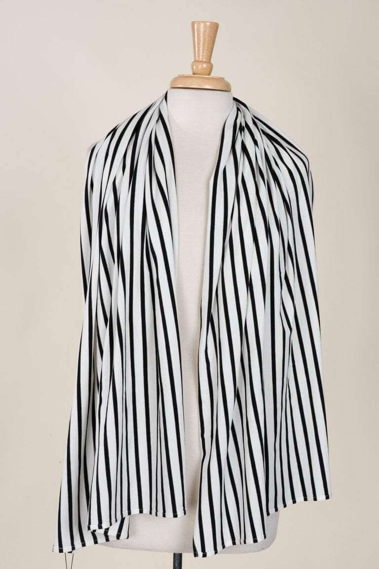Black and White Stripe Cotton Hijab Kabayare