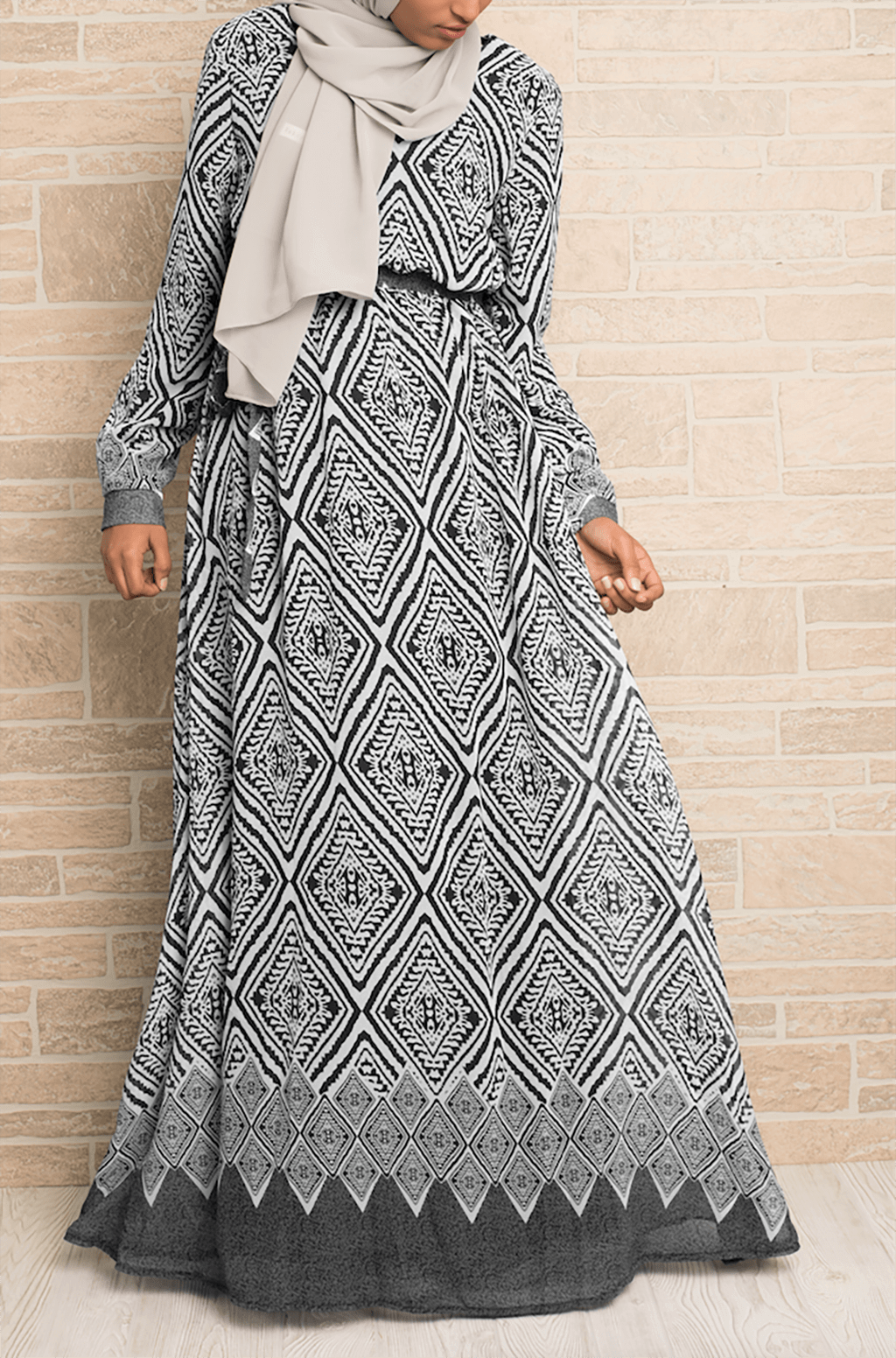 Black aztec print chiffon dress Kabayare