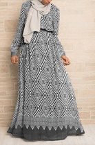 Black aztec print chiffon dress Kabayare