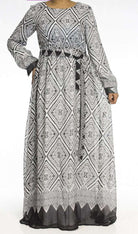 Black aztec print chiffon dress Kabayare