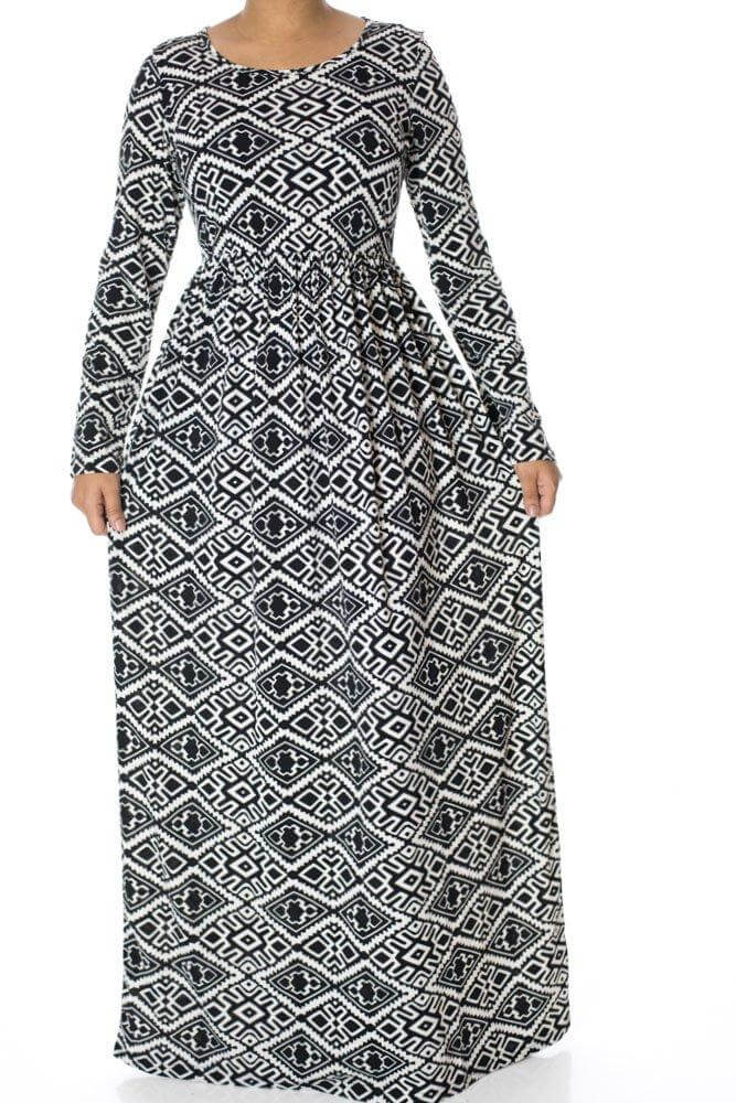 Black Aztec print maxi dress Kabayare
