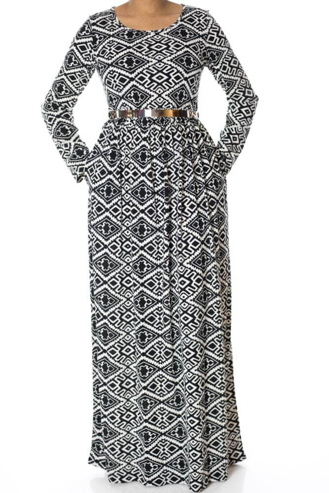 Black Aztec print maxi dress Kabayare