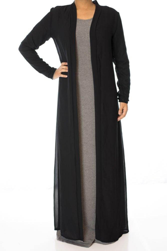 Black Basic Maxi Cardigan Kabayare