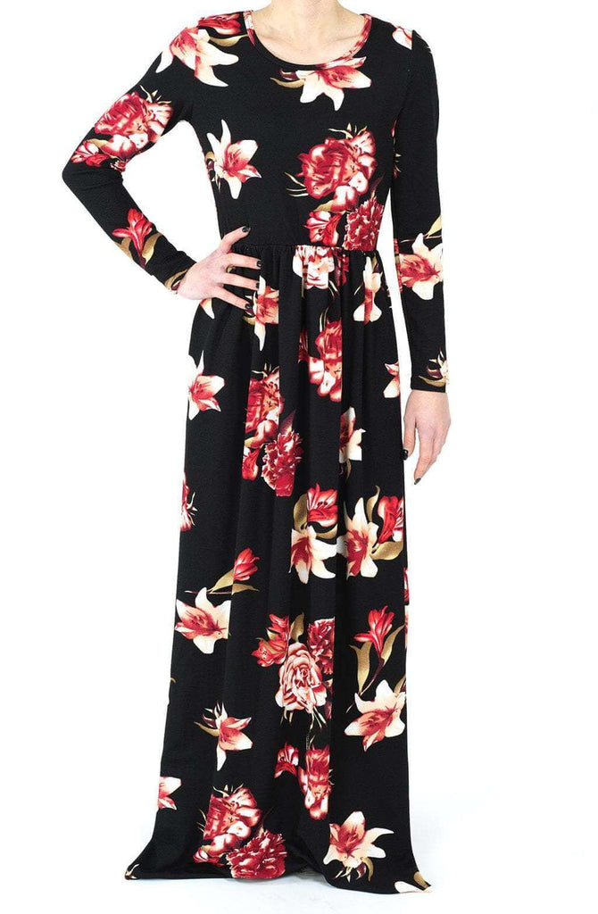 Black Bella Textured Print Dress Kabayare