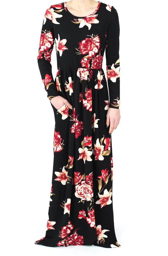 Black Bella Textured Print Dress Kabayare
