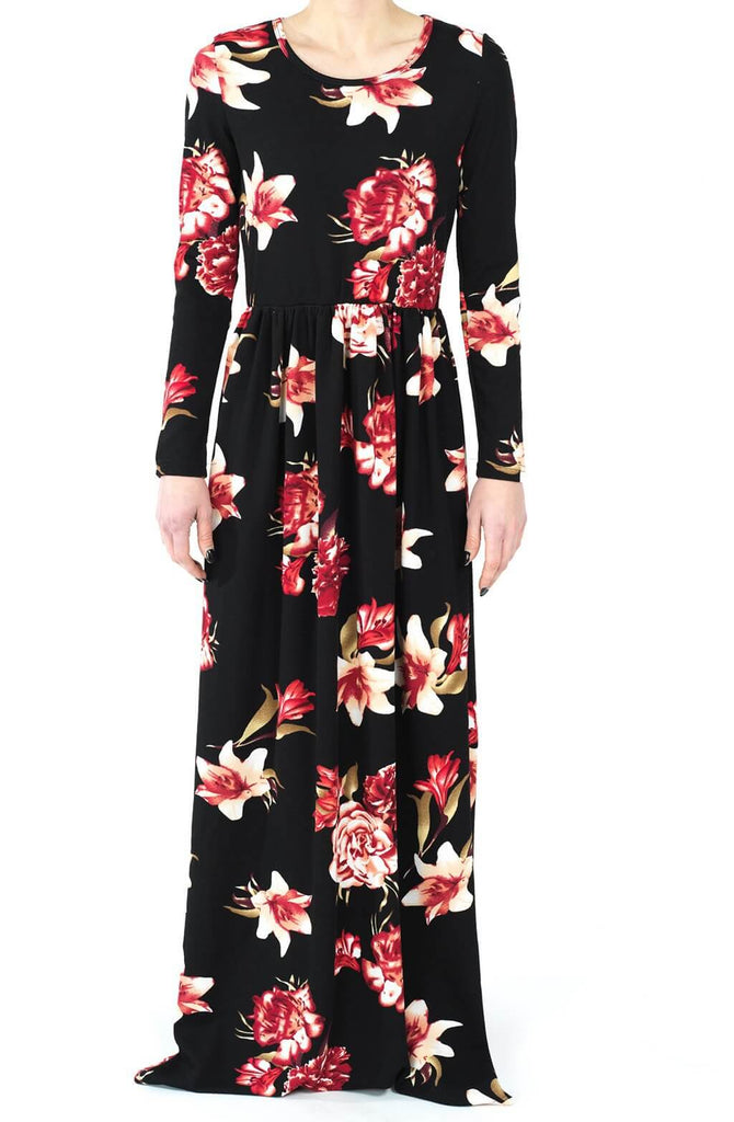 Black Bella Textured Print Dress Kabayare