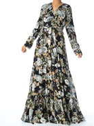 Black Bloom Blush Floral Print Maxi Dress Kabayare