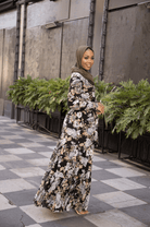 Black Bloom Blush Floral Print Maxi Dress Kabayare