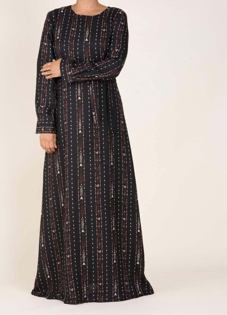 Black Boho Print Maxi Dress Kabayare