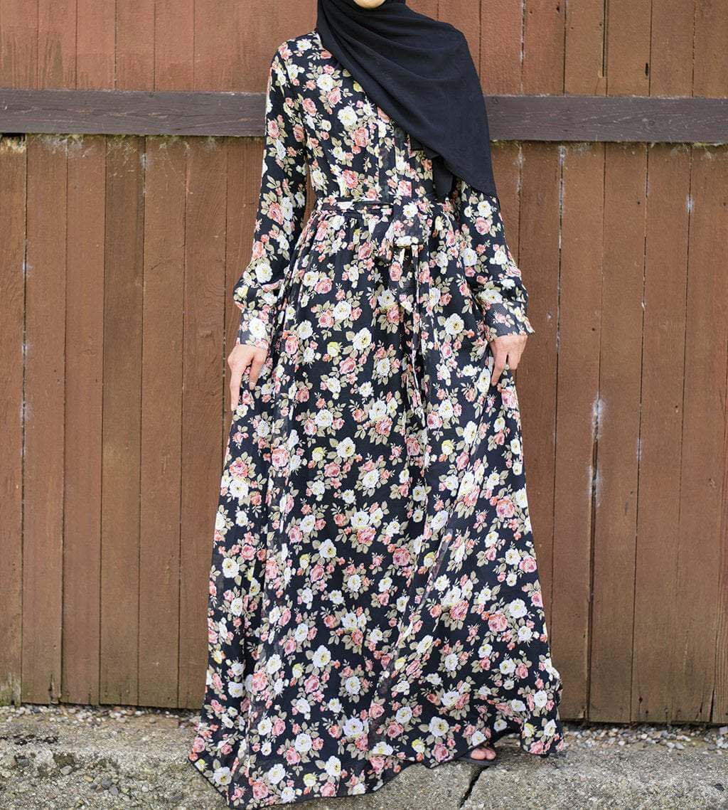 Black boquete Floral Maxi Dress-1 Kabayare