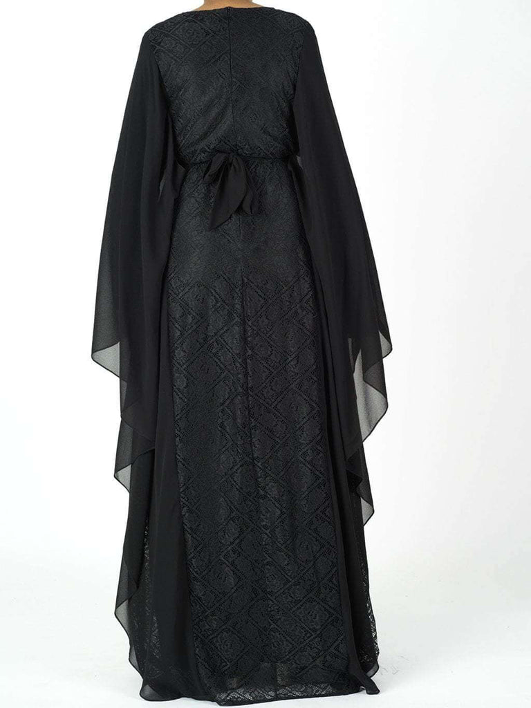 black butterfly Chiffon abaya Kabayare