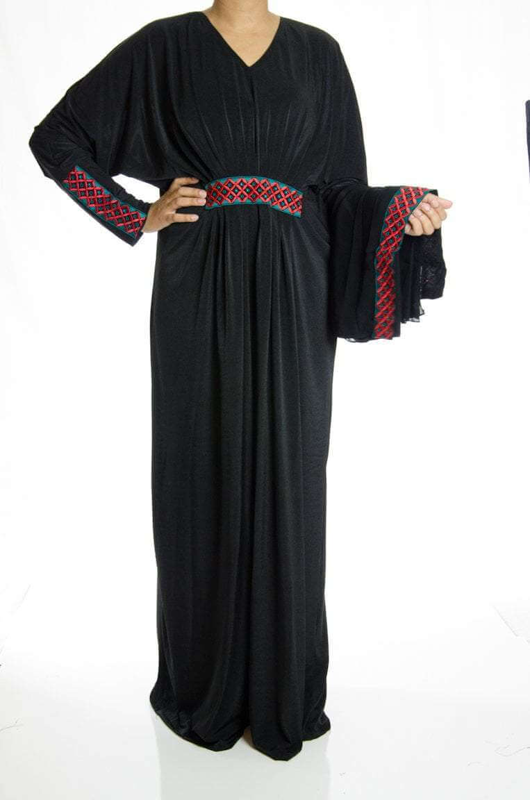 Black Butterfly Jersey Abaya Kabayare