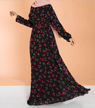 Black cherries print dress Kabayare